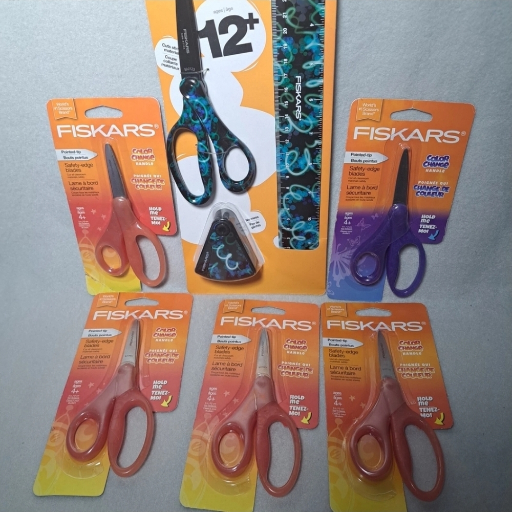 Fiskars Safety Edge Blades Kid's Scissors Set (6) Multi-Design Ages 4+ NEW